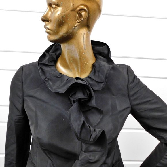 Valentino Red Black Ruffled Jacket sz S‎ - Picture 2 of 5